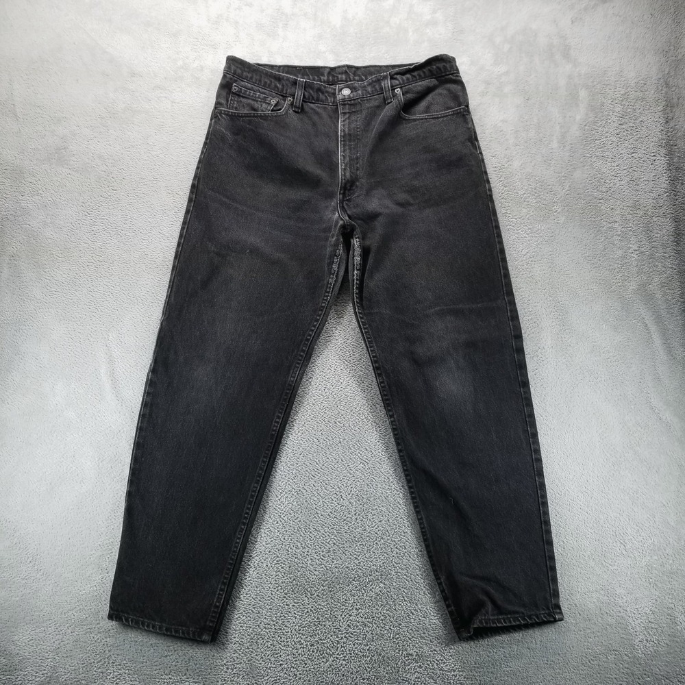 VTG Levis 550 Jeans Mens 38x30 Black Relaxed‎ Tapered Light Wash Y2K Denim
